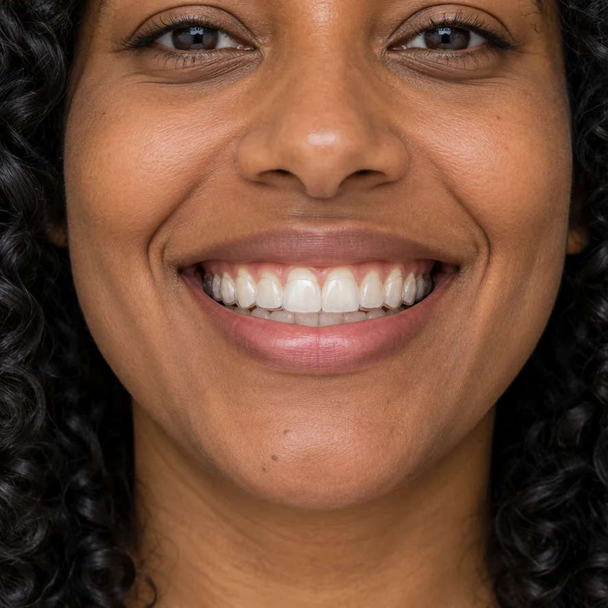 Imagem ilustrativa de um sorriso com alinhador transparente